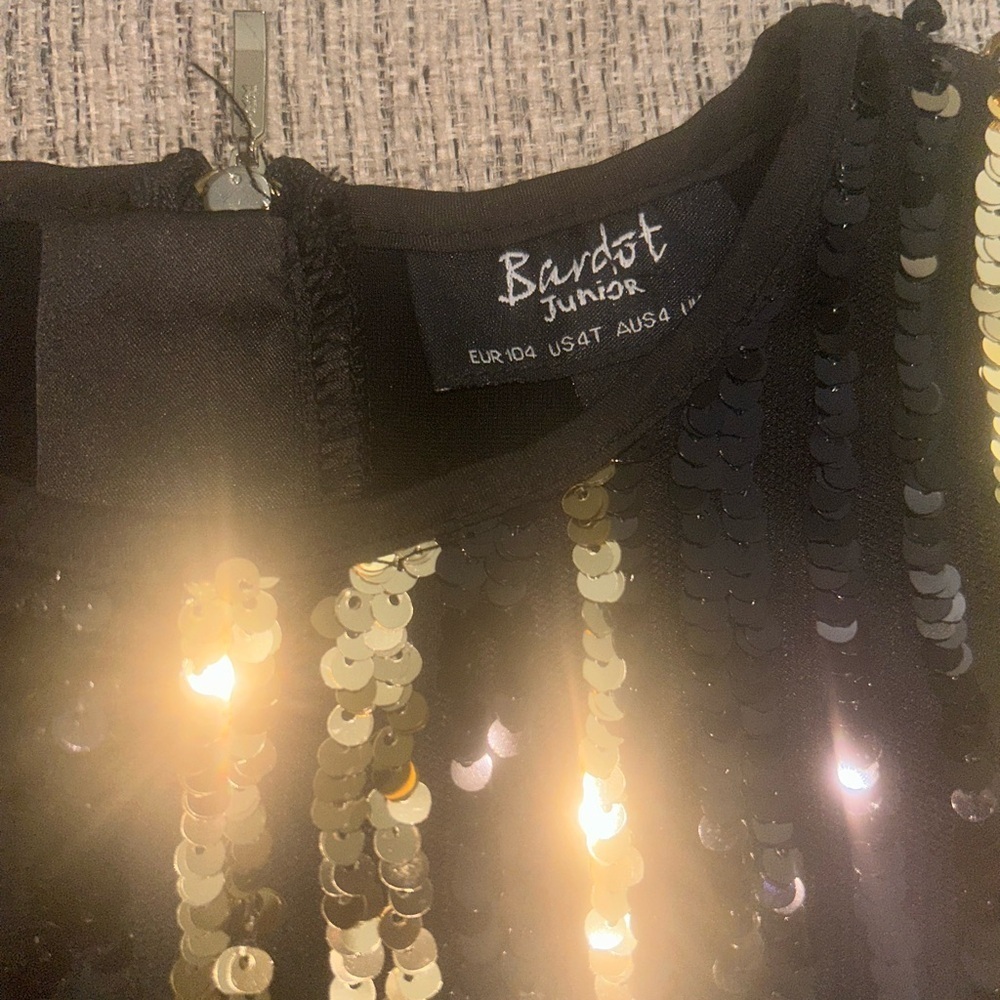 Bardot Junior Black and Gold Sequin Top - Picture 2 of 6
